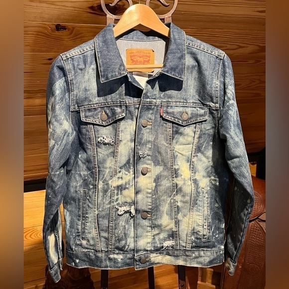 NEW Levi's Trucker Jacket Destroyed Bleached (Rare) Jean Denim - Picture 2 of 14